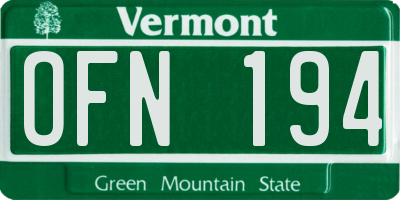 VT license plate OFN194