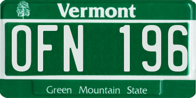 VT license plate OFN196