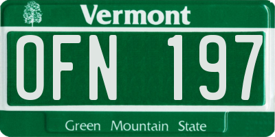 VT license plate OFN197
