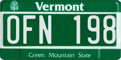 VT license plate OFN198