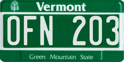 VT license plate OFN203