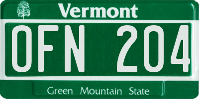 VT license plate OFN204