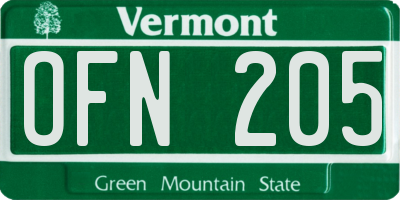 VT license plate OFN205