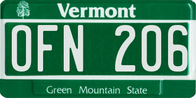 VT license plate OFN206