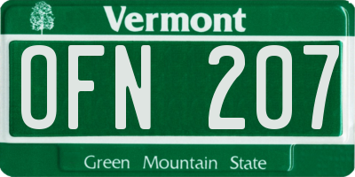VT license plate OFN207