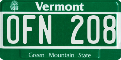 VT license plate OFN208