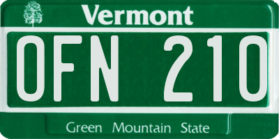 VT license plate OFN210