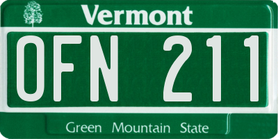 VT license plate OFN211
