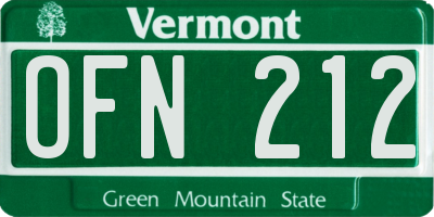 VT license plate OFN212