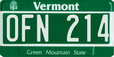 VT license plate OFN214
