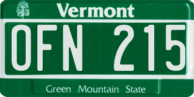 VT license plate OFN215