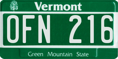 VT license plate OFN216