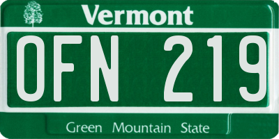 VT license plate OFN219