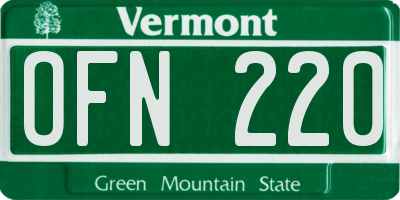VT license plate OFN220