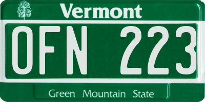 VT license plate OFN223