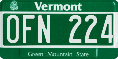 VT license plate OFN224