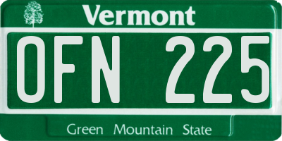 VT license plate OFN225