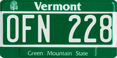VT license plate OFN228