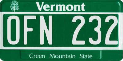 VT license plate OFN232