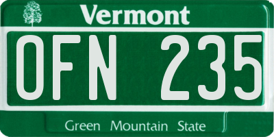 VT license plate OFN235