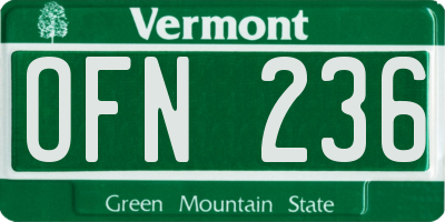 VT license plate OFN236