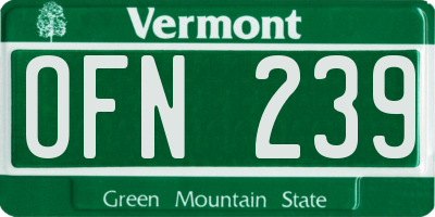 VT license plate OFN239