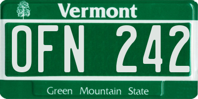 VT license plate OFN242
