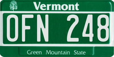 VT license plate OFN248