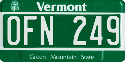 VT license plate OFN249