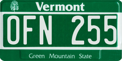 VT license plate OFN255