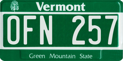 VT license plate OFN257