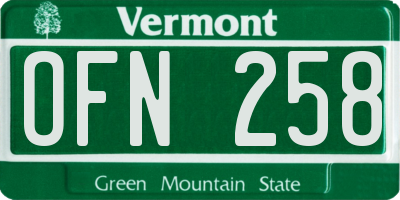 VT license plate OFN258