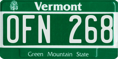 VT license plate OFN268