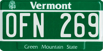 VT license plate OFN269