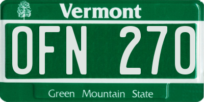 VT license plate OFN270