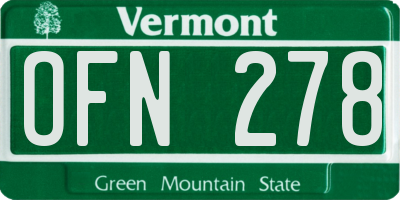 VT license plate OFN278