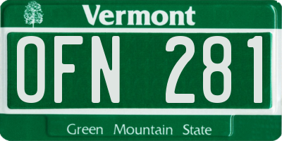 VT license plate OFN281