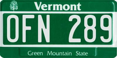 VT license plate OFN289