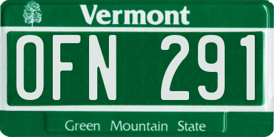 VT license plate OFN291