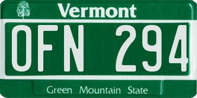 VT license plate OFN294