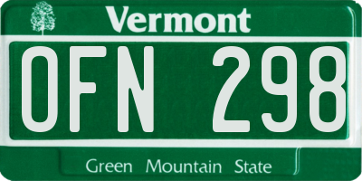 VT license plate OFN298