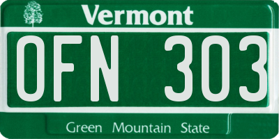 VT license plate OFN303