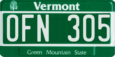 VT license plate OFN305
