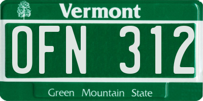 VT license plate OFN312