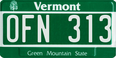 VT license plate OFN313