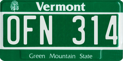 VT license plate OFN314