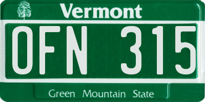 VT license plate OFN315