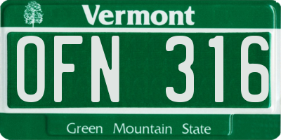 VT license plate OFN316