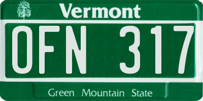 VT license plate OFN317