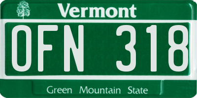 VT license plate OFN318